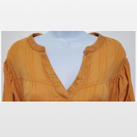 New Plus 3X Notch Neck Boho Hi Low Gold Top - Picture 4 of 16